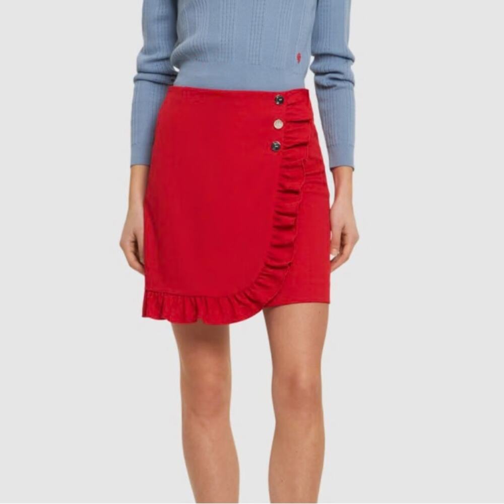 Tory Burch Sport Tech twill ruffled golf skort red ruffle snap sz 2